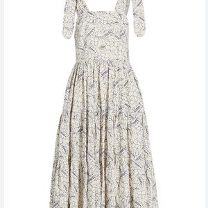 Mille Tiered Floral Embroidered Midi Dress XS